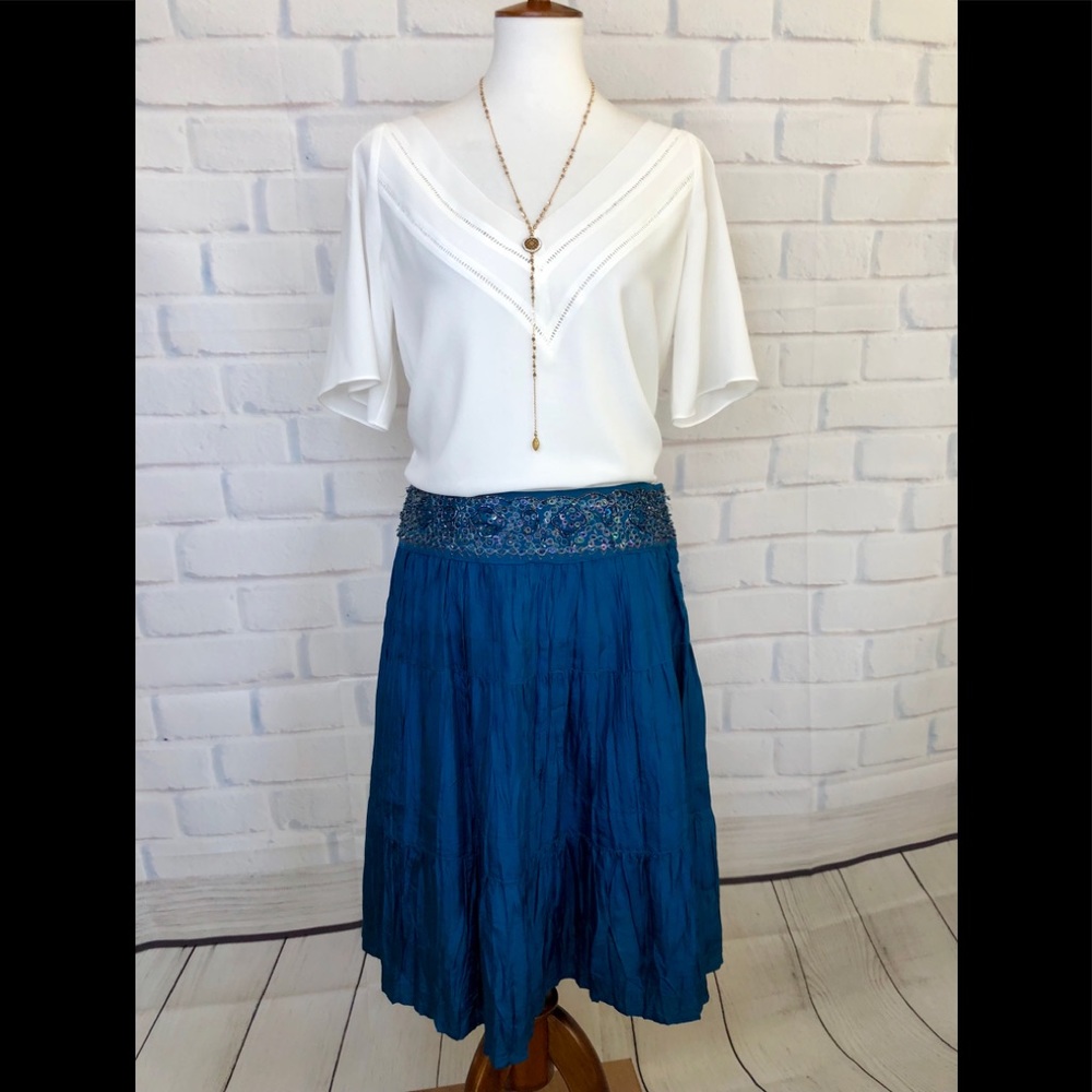 B C B G M A X A Z R I A : Teal Embellished Skirt - image 1